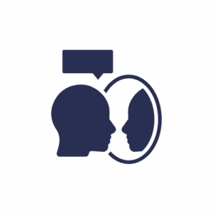 Personne discutant avec elle même en regardant un miroior